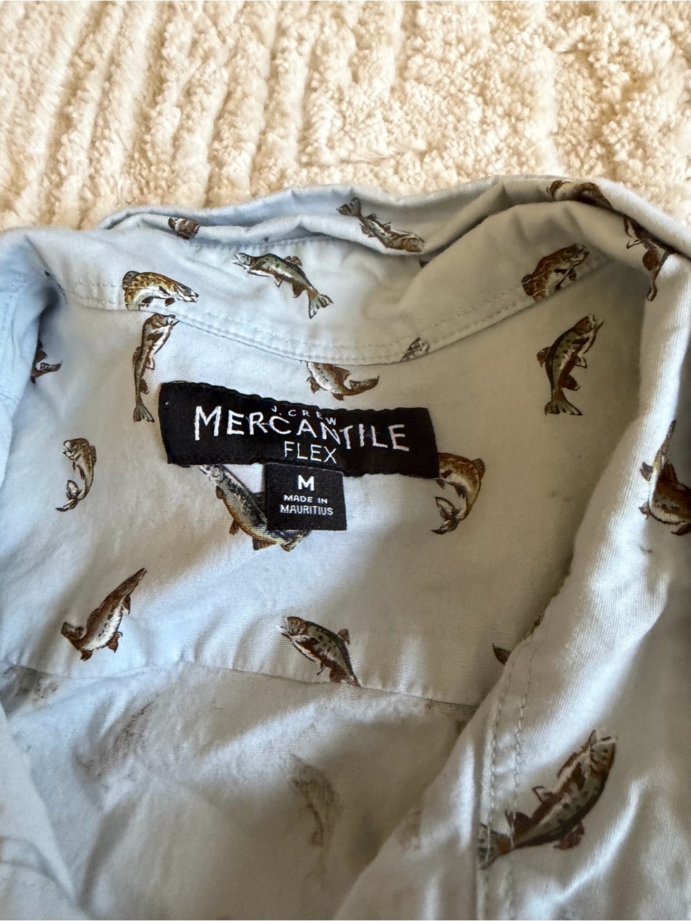 J Crew Mercantile Light Blue Short-Sleeve Printed Men's Shirt - Picture 2 of 6